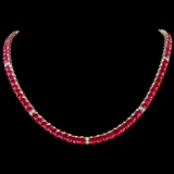 14k Gold 54.00ct Ruby & 1.35ct Diamond Necklace