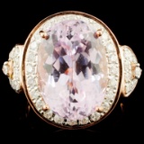 18K Gold 10.86ct Kunzite & 0.71ctw Diamond Ring