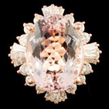 14K Gold 15.10ct Morganite & 2.18ctw Diamond Ring