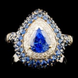 18K Gold 4.10ct Sapphire & 0.24ctw Diamond Ring