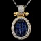 18K Gold 1.53ct Sapphire & 0.45ct Diamond Pendant