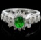 18K White Gold .57ct Tsavorite & 0.71ct Diamond Ri