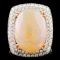 14K Gold 9.50ct Opal & 1.35ctw Diamond Ring