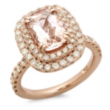 14K Gold 2.00ct Morganite & 1.00ct Diamond Ring