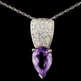 14K Gold 2.30ct Amethyst & 0.60ctw Diamond Pendant