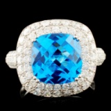 14K Gold 5.46ct Topaz & 1.82ctw Diamond Ring