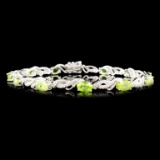 14K Gold 5.41ct Peridot & 0.32ctw Diamond Bracelet