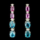 14K Gold 2.00ct Zircon & 0.35ctw Diamond Earrings