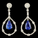 18K Gold 6.53ct Sapphire & 1.79ctw Diamond Earring