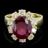 14K Gold 6.00ct Ruby & 1.00ctw Diamond Ring