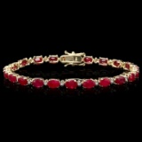 14k Gold 12.00ct Ruby & 0.50ct Diamond Bracelet