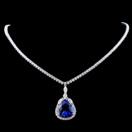 18K Gold 9.73ct Tanzanite & 7.29ct Diamond Necklac