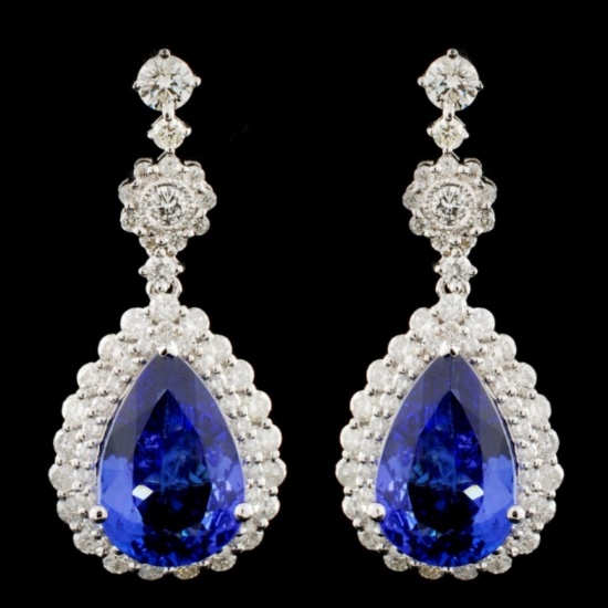 18K Gold 7.97ctw Tanzanite & 2.27ctw Diamond Earri