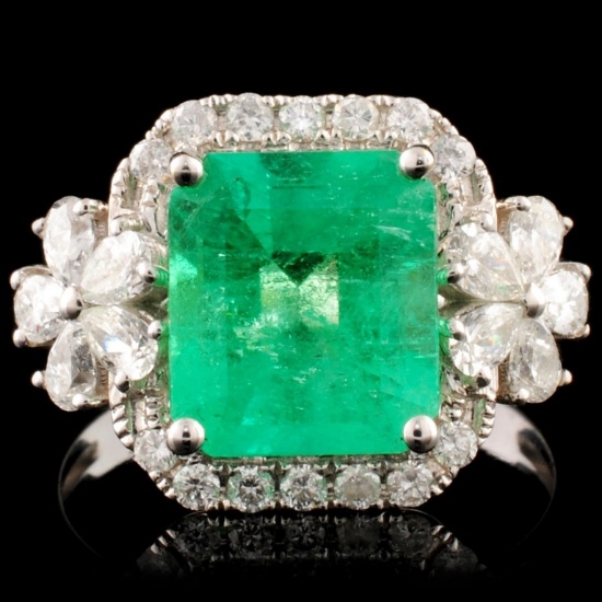 18K Gold 2.60ct Emerald & 0.77ctw Diamond Ring