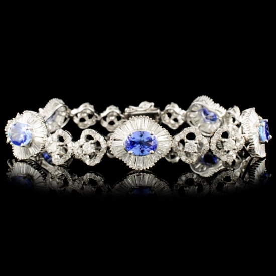 18K Gold 3.55ct Tanzanite & 4.81ctw Diamond Bracel