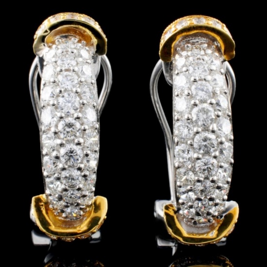 18K Two Tone 1.41ct Diamond Earrings