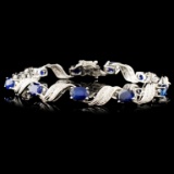 14K Gold 6.84ct Sapphire & 0.27ctw Diamond Bracele