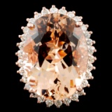 14K Gold 17.86ct Morganite & 0.94ctw Diamond Ring