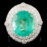 18K Gold 8.12ct Emerald & 1.55ctw Diamond Ring