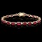 14k Gold 17.00ct Ruby & 0.70ct Diamond Bracelet