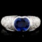 14K White Gold 1.63ct Sapphire & 2.24ct Diamond Ri