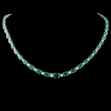 14K Gold 26.56ctw Emerald & 1.75ctw Diamond Neckla