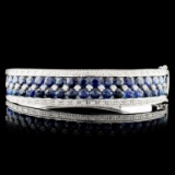 14K Gold 10.41ct Sapphire & 0.79ctw Diamond Bangle