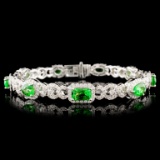 18K Gold 6.47ct Tsavorite & 2.35ctw Diamond Bracel