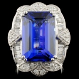 18K White Gold 11.10ct Tanzanite & 1.54ctw Diamond