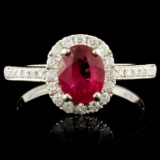 18K Gold 1.11ct Ruby & 0.29ctw Diamond Ring