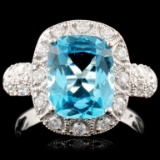 14K Gold 3.24ct Topaz & 0.50ctw Diamond Ring