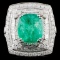 18K White Gold 3.24ct Emerald & 1.58ctw Diamond Ri