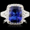 18K Gold 3.89ct Tanzanite & 0.54ctw Diamond Ring