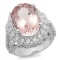 14K Gold 10.00ct Morganite & 1.50ct Diamond Ring