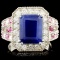 14K Gold 5.18ct Sapphire & 0.84ctw Diamond Ring