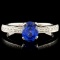 18K Gold 1.13ct Sapphire & 0.12ctw Diamond Ring