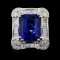 18K Gold 10.71ct Tanzanite & 1.70ctw Diamond Ring