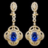 18K Gold 4.47ctw Tanzanite & 3.02ctw Diamond Earri