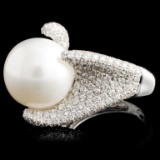 18K Gold 12.50mm Pearl & 2.40ctw Diamond Ring