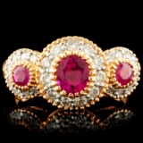 18K Gold 1.06ct Ruby & 0.46ctw Diamond Ring