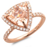 14K Gold 3.00ct Morganite & 0.65ct Diamond Ring