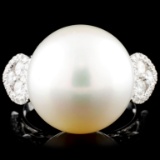 18K Gold 14.50mm Pearl & 0.71ctw Diamond Ring