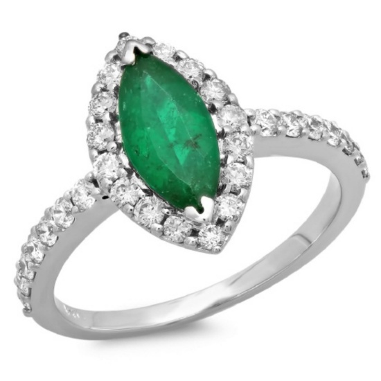 14K Gold 1.50ct Emerald & 0.55ct Diamond Ring