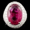 18K Gold 9.33ct Rubellite & 3.11ctw Diamond Ring