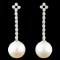 18K Gold 12MM Pearl & 0.50ctw Diamond Earrings