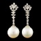 18K Gold 11.00MM Pearl & 0.92ctw Diamond Earrings