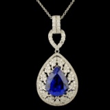 18K Gold 8.67ct Tanzanite & 1.70ctw Diamond Pendan