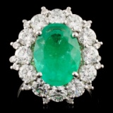 18K Gold 3.72ct Emerald & 2.61ctw Diamond Ring