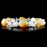 18K Gold 19.00ct Opal & 2.23ctw Diamond Bracelet