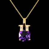 14K Gold 2.43ct Amethyst & 0.03ctw Diamond Pendant